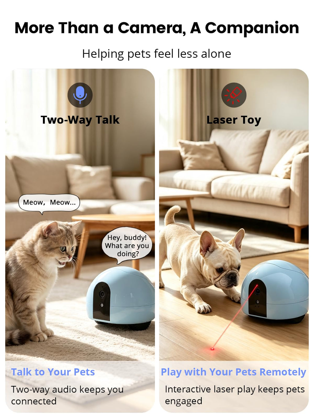 Smart Pet Camera Robot with Treat Dispenser & Laser
