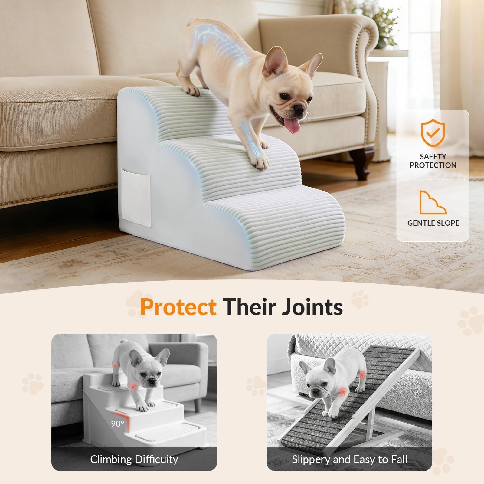 4-Step Non-Slip Pet Stairs for Beds & Sofas