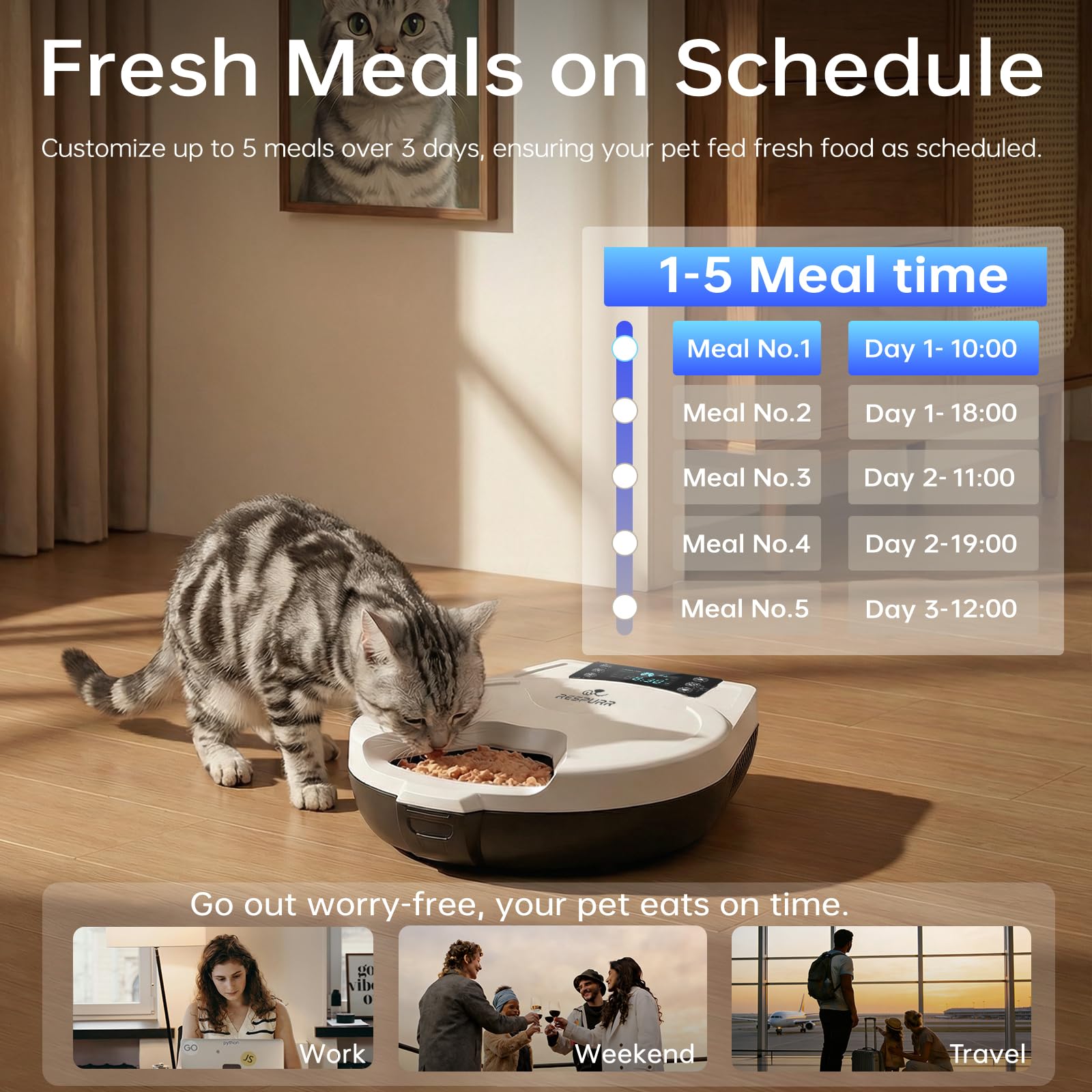 5-Meal Automatic Wet Food Feeder with Cooling & Heating
