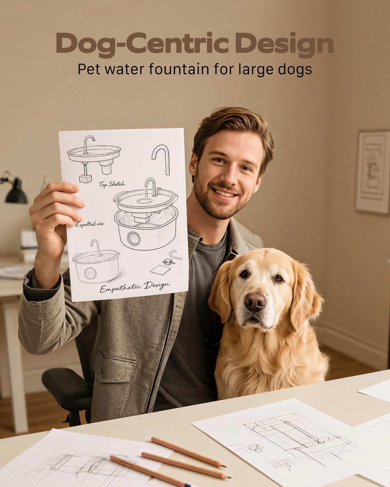 GROOKPET Dog Fountains Water for Large Dogs 12L