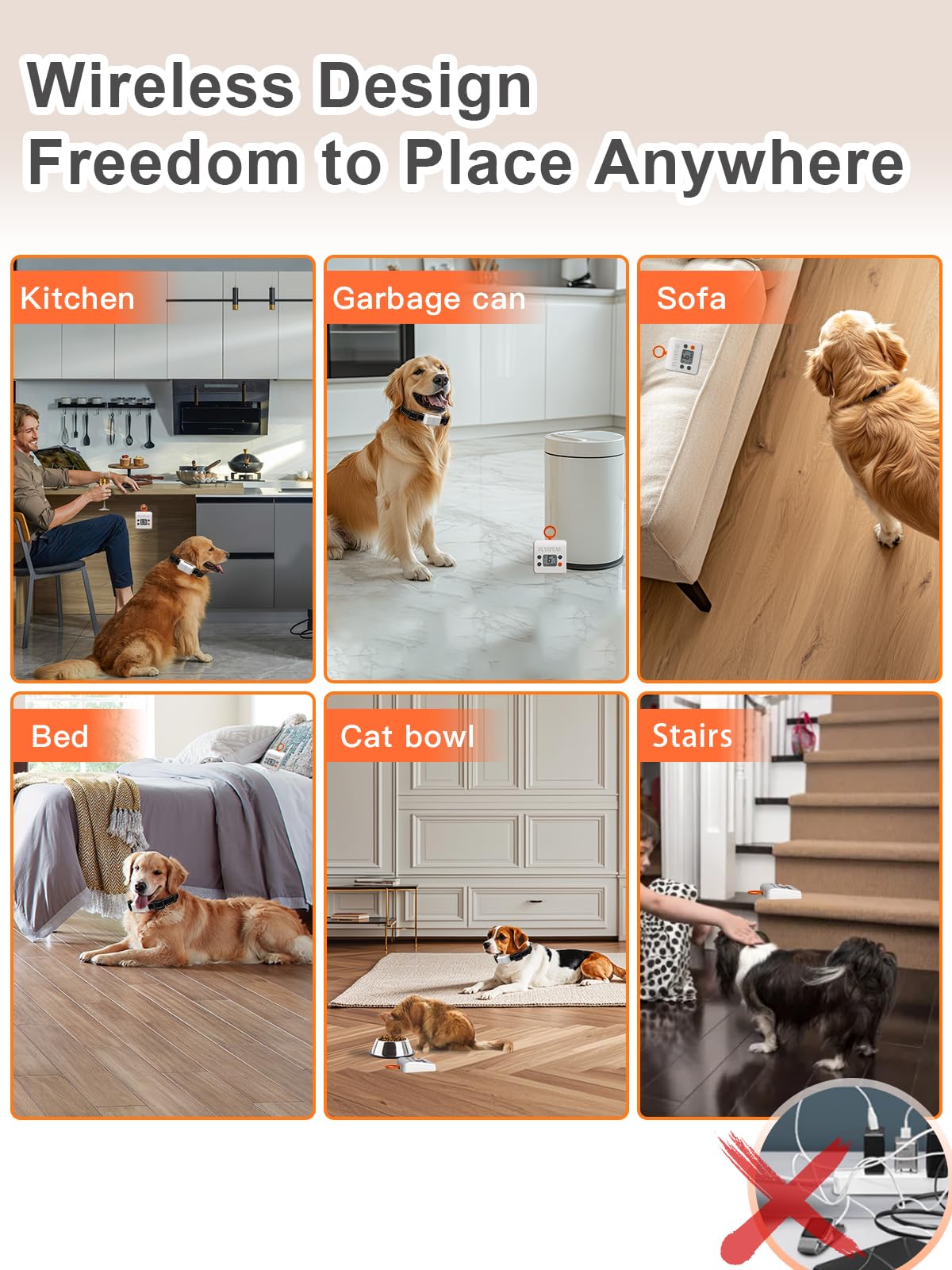 Rechargeable Wireless Indoor Pet Barrier with Adjustable Range