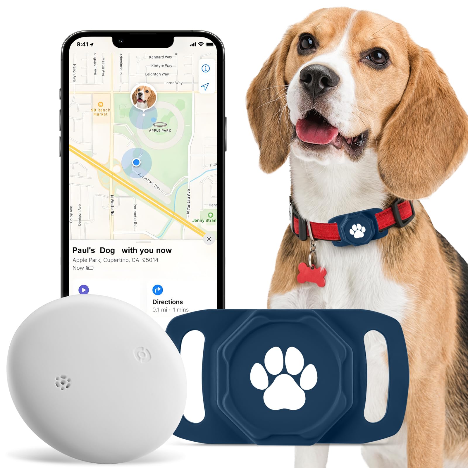 Smart Pet Tracker for Collar - Dog Tracker Pet Location Tracker with Holder