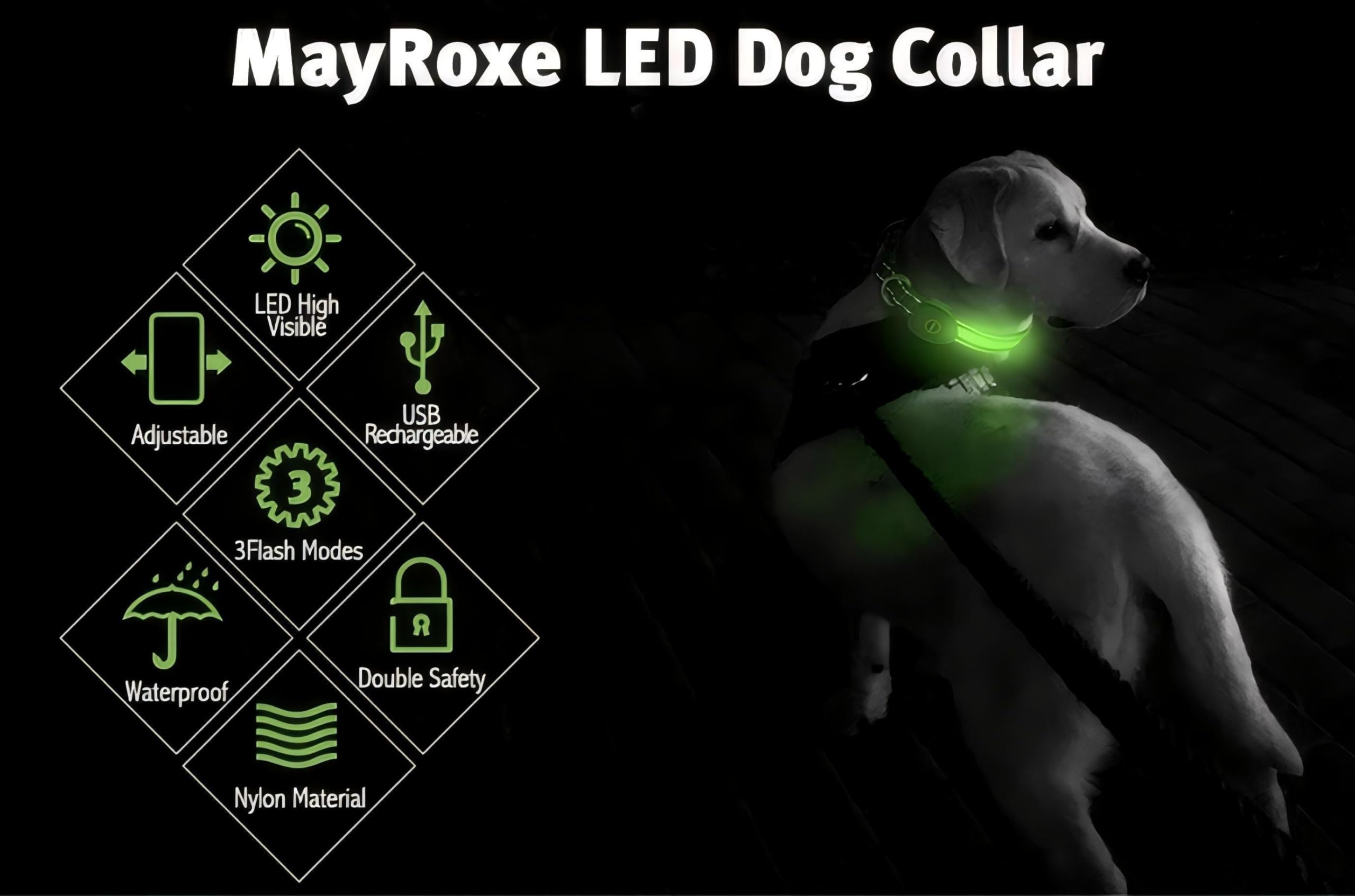 Rechargeable LED Pet Collar with Adjustable Fit