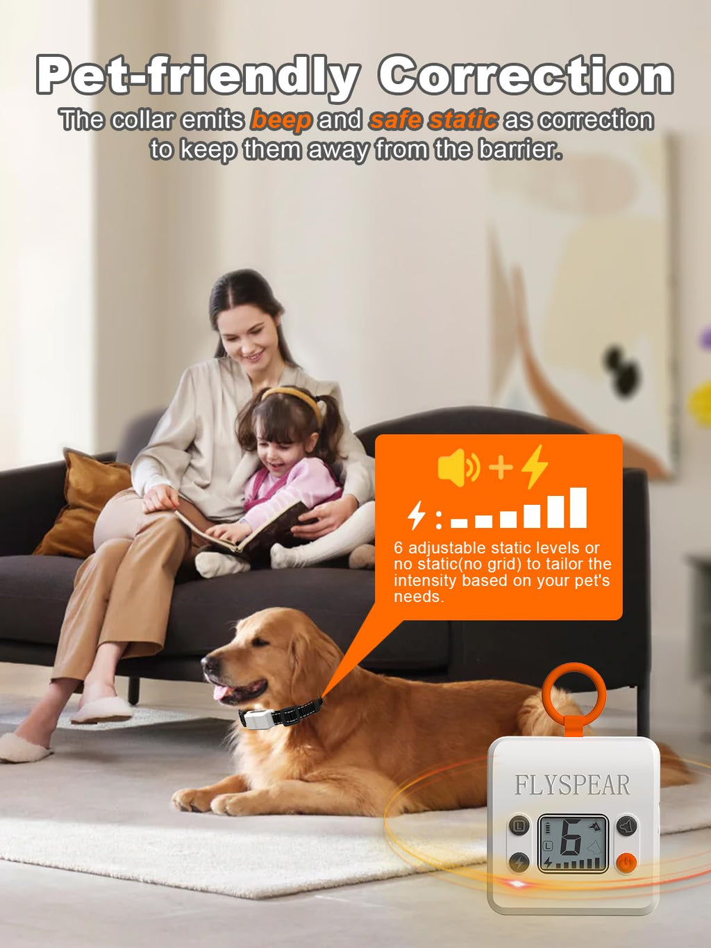 Rechargeable Wireless Indoor Pet Barrier with Adjustable Range