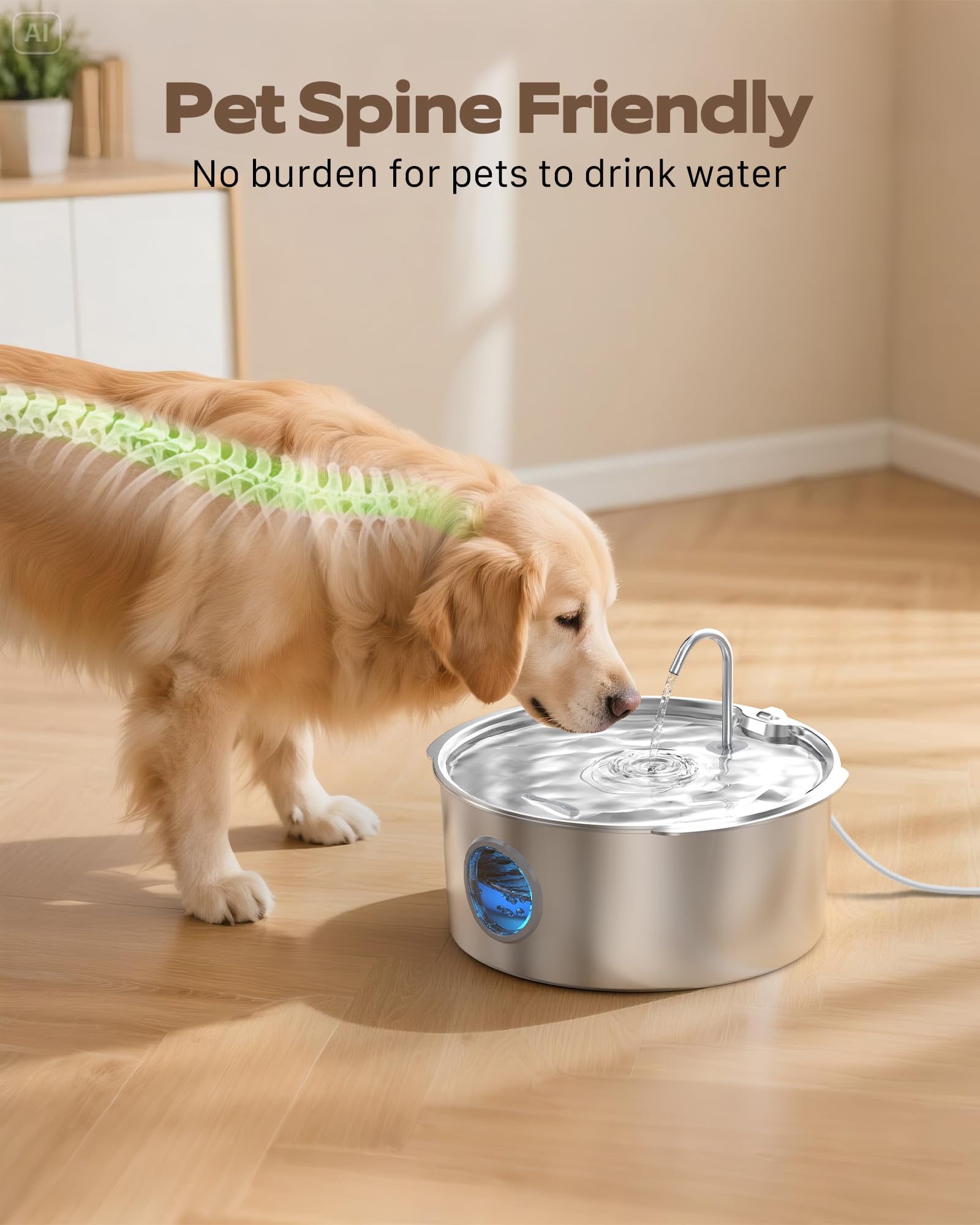 GROOKPET Dog Fountains Water for Large Dogs 12L