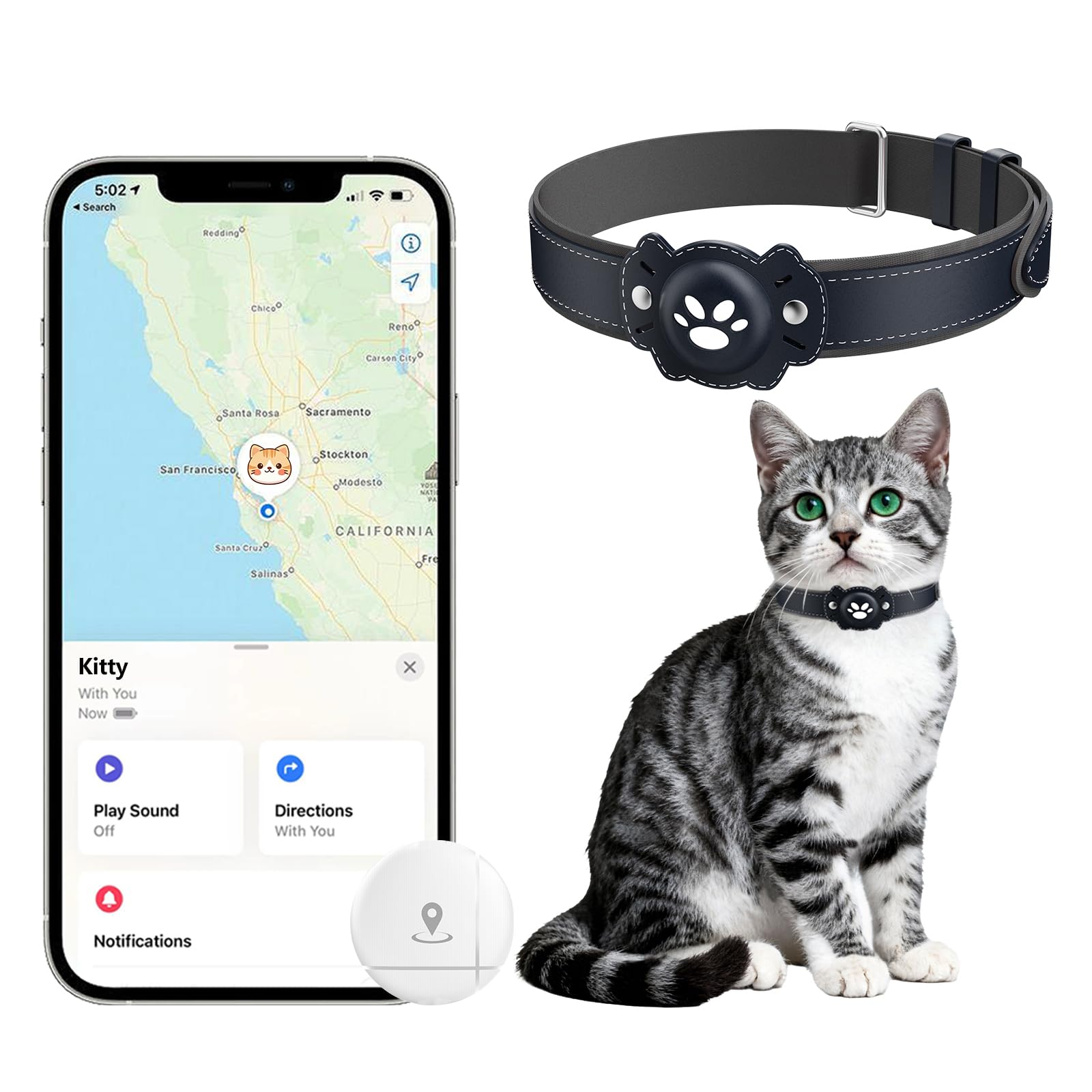 Smart GPS Cat Tracker Collar with Real-Time Tracking