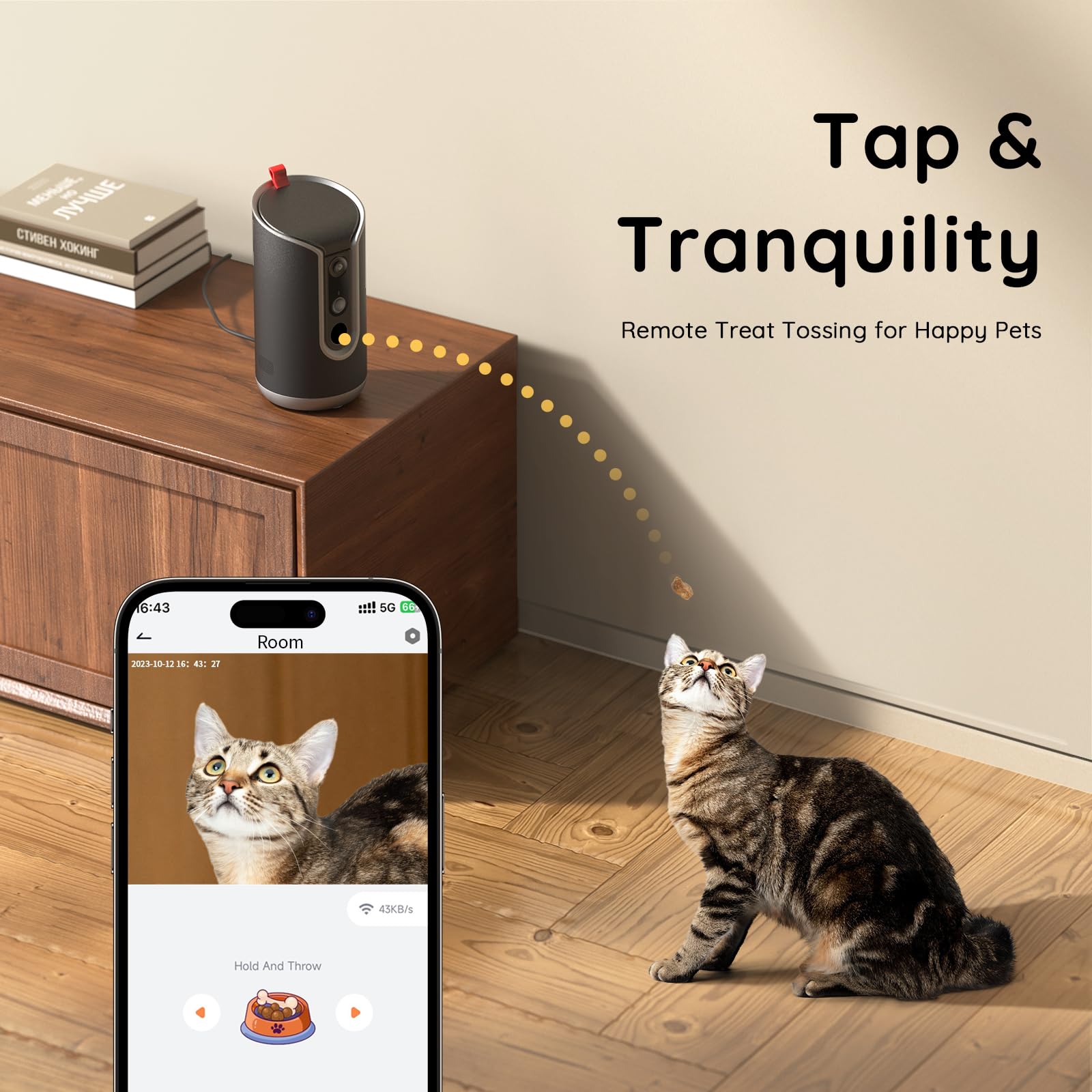 TKENPRO Pet Dog Camera with Treat Dispenser Indoor, Remote Treat Tossing