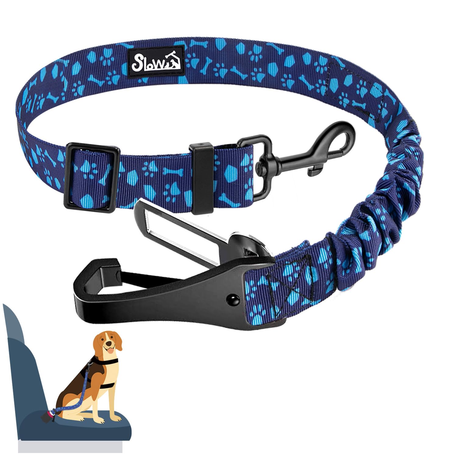 3-in-1 Dog Car Seat Belt with Latch Bar Attachment