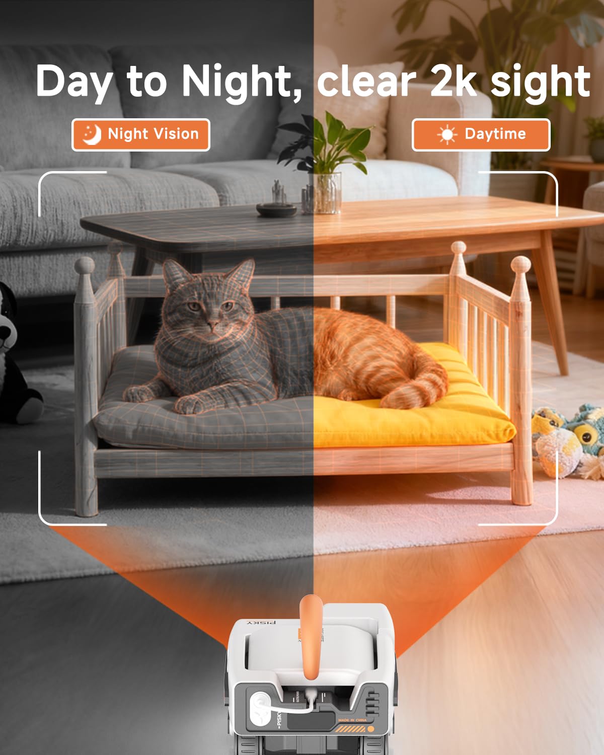 2K AI Pet Camera Rover with Auto Tracking & Night Vision
