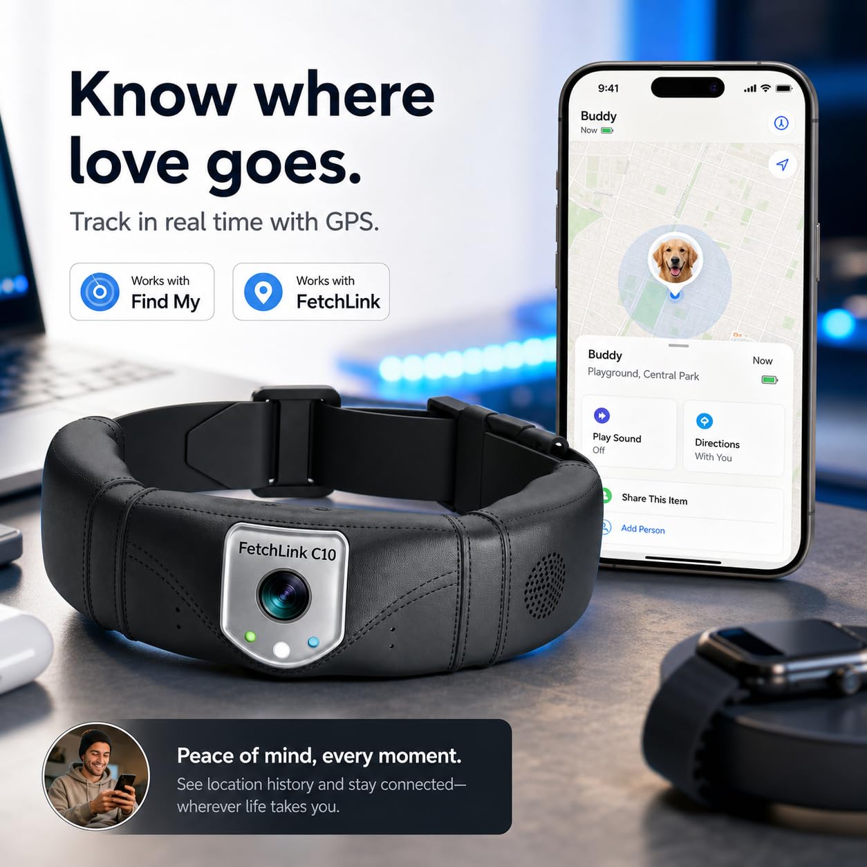 Wireless GPS Pet Collar with Camera
