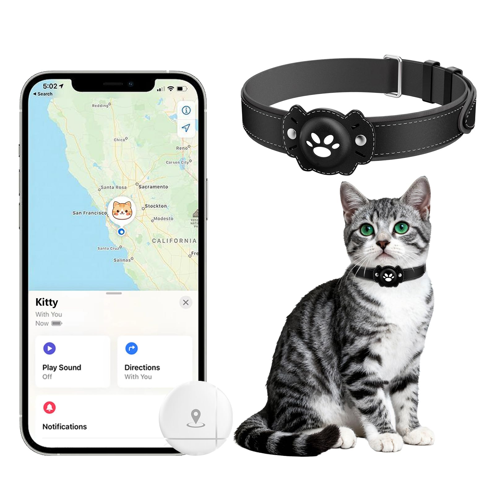 Smart GPS Cat Tracker Collar with Real-Time Tracking