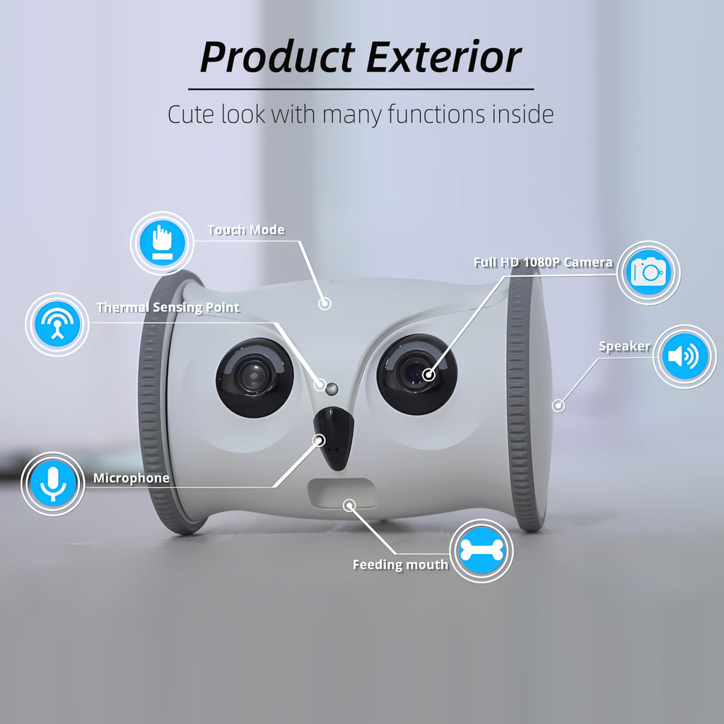 1080p Pet Camera Robot with Treat Dispenser & Two-Way Audio