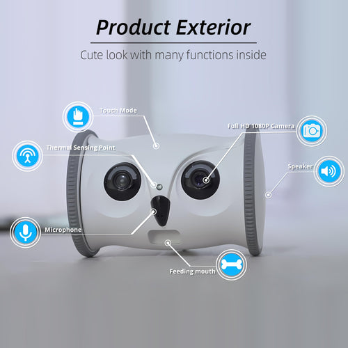 1080p Pet Camera Robot with Treat Dispenser & Two-Way Audio