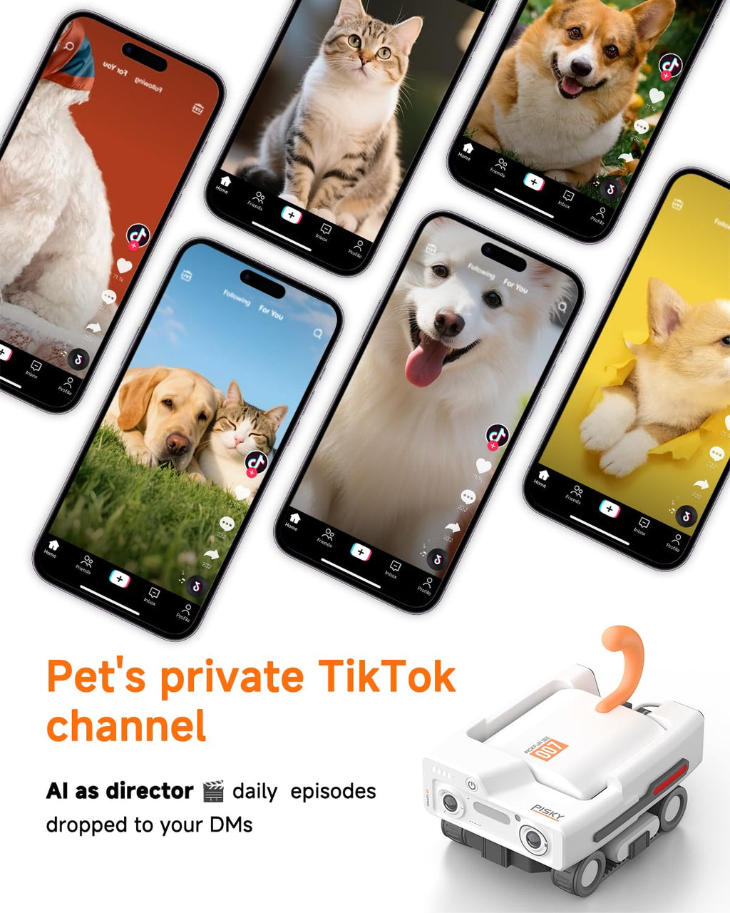 2K AI Pet Camera Rover with Auto Tracking & Night Vision