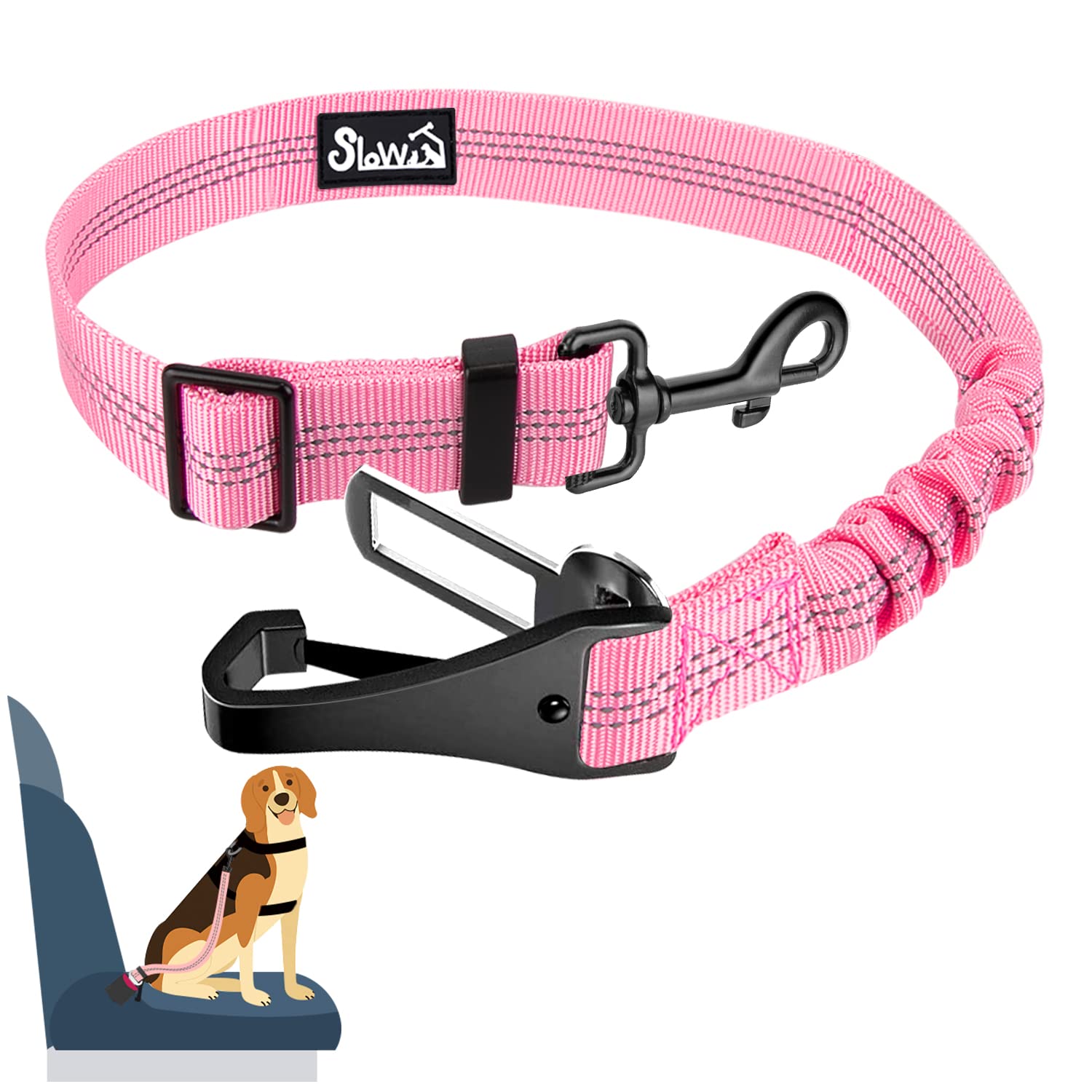 3-in-1 Dog Car Seat Belt with Latch Bar Attachment