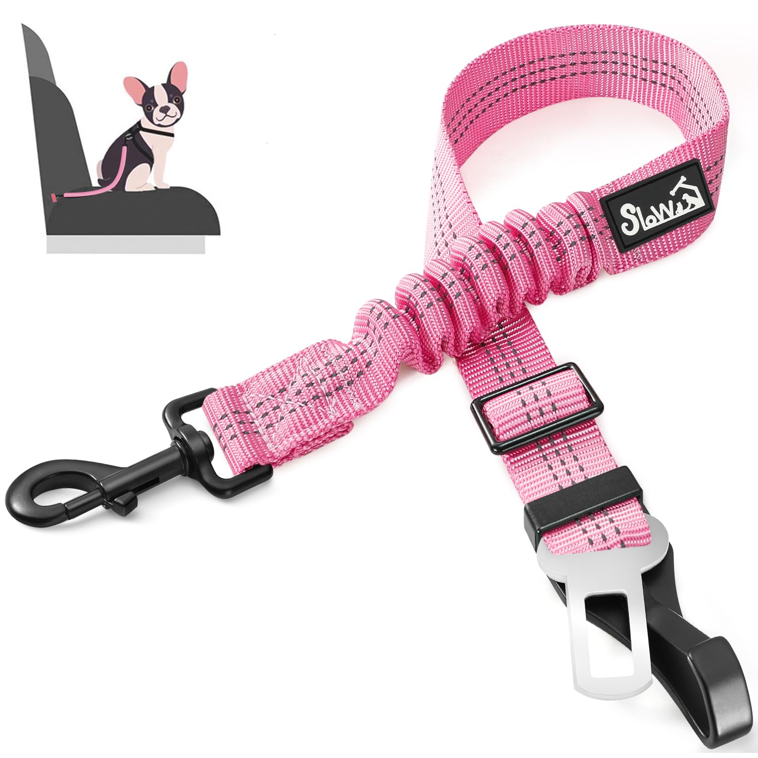 3-in-1 Dog Car Seat Belt with Latch Bar Attachment