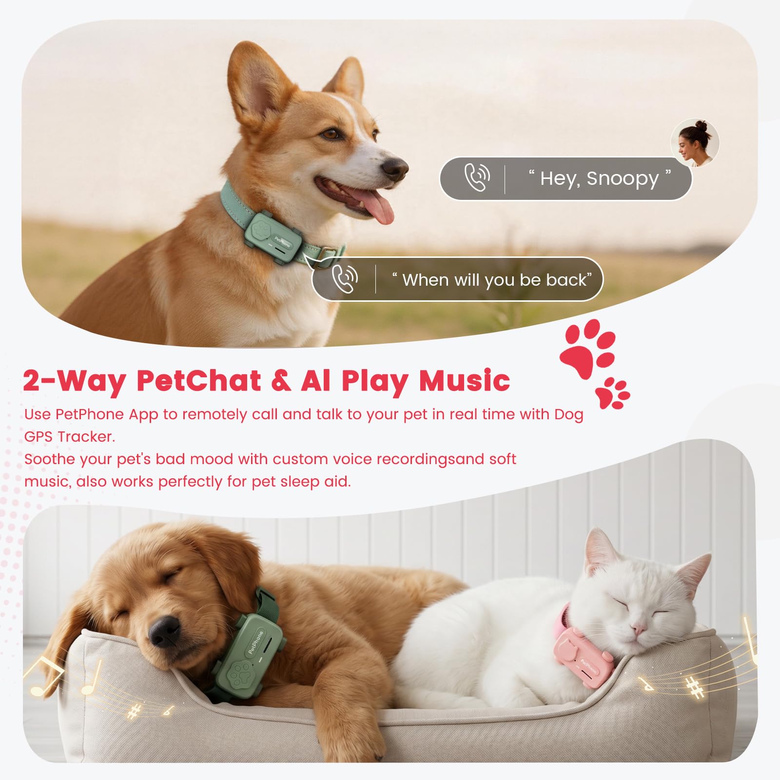 AI-Powered Smartphone for Pets, Support Emotion Detection, 2-Way PetChat