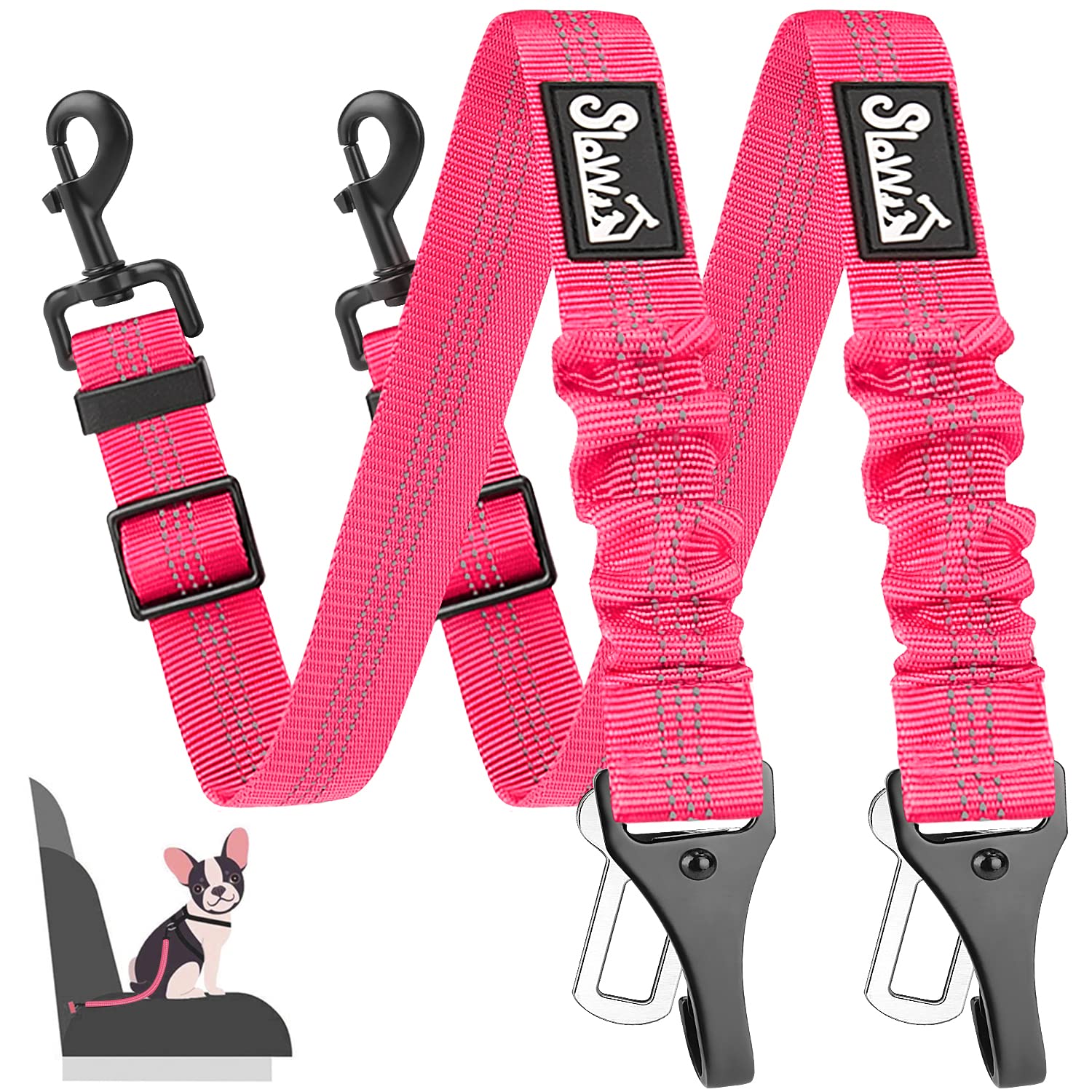 3-in-1 Dog Car Seat Belt with Latch Bar Attachment