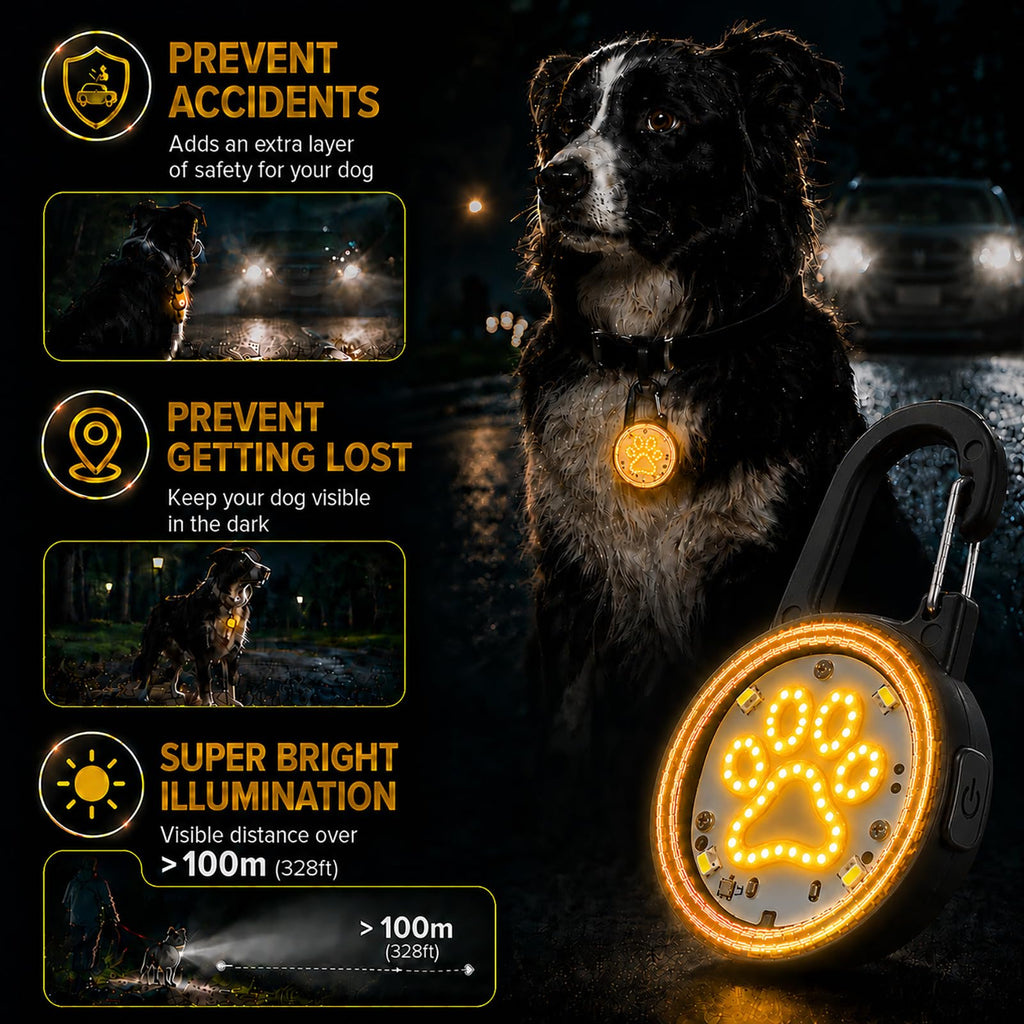 2 Pack Dog Collar Light,4 Modes Rechargeable LED Lights for Night Walking