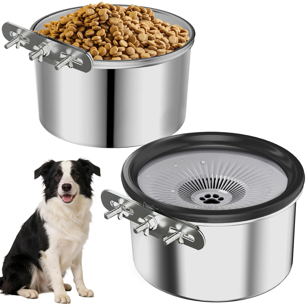 2.5L Stainless Steel Hanging Pet Bowls, 2-Piece Set