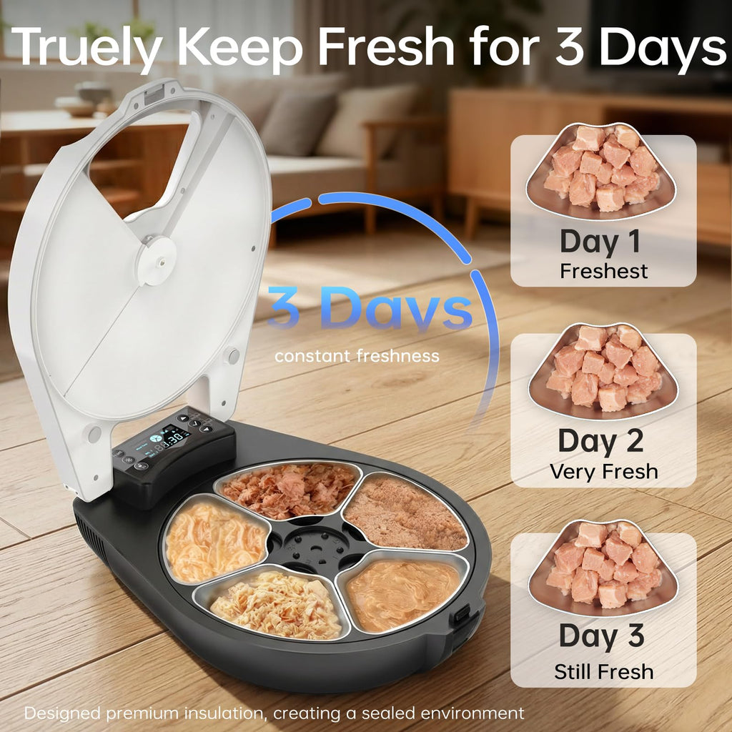 5-Meal Automatic Wet Food Feeder with Cooling & Heating