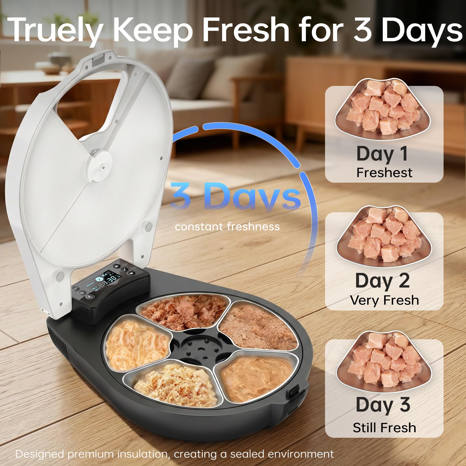 5-Meal Automatic Wet Food Feeder with Cooling & Heating