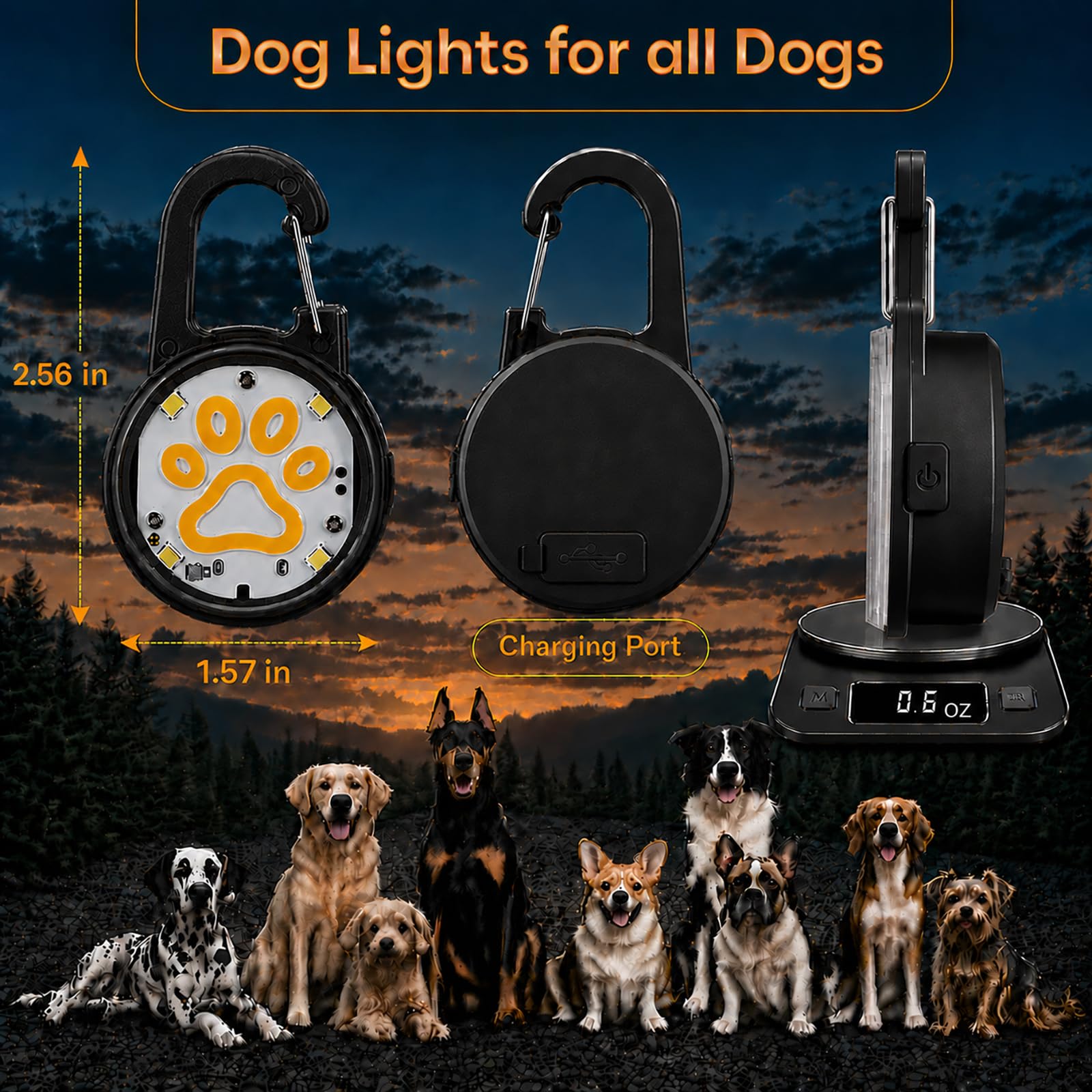 2 Pack Dog Collar Light,4 Modes Rechargeable LED Lights for Night Walking