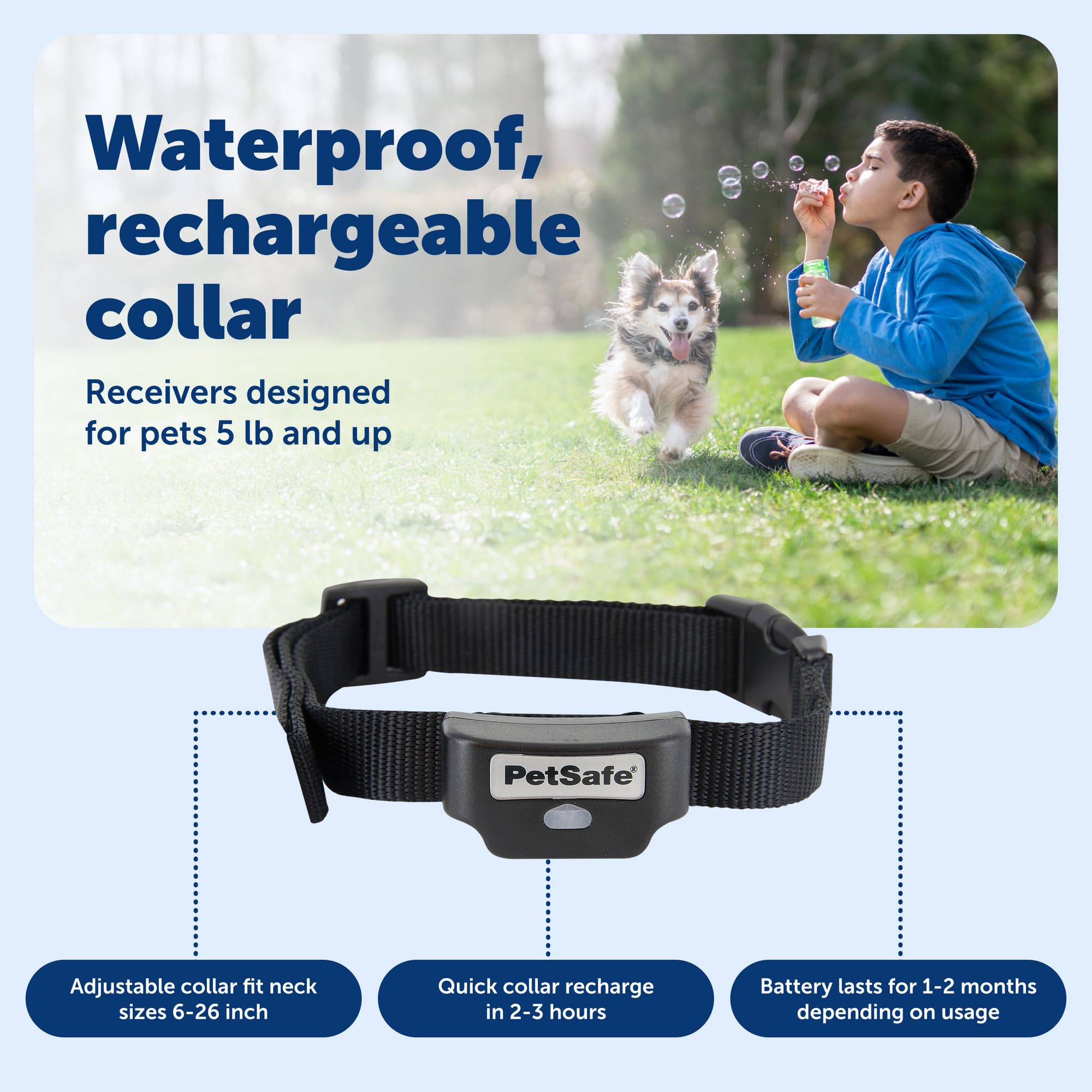 Rechargeable In-Ground Pet Fence with Waterproof Collar