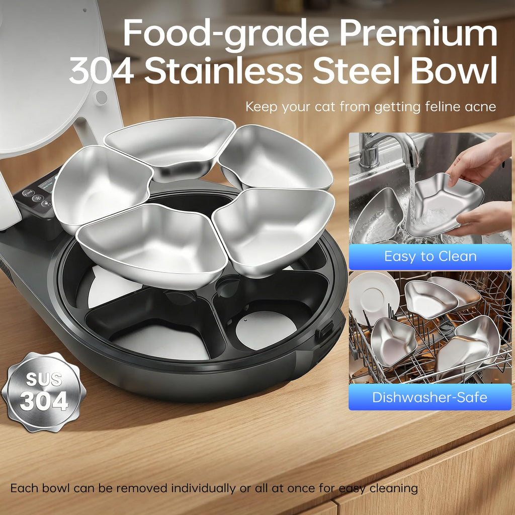 5-Meal Automatic Wet Food Feeder with Cooling & Heating