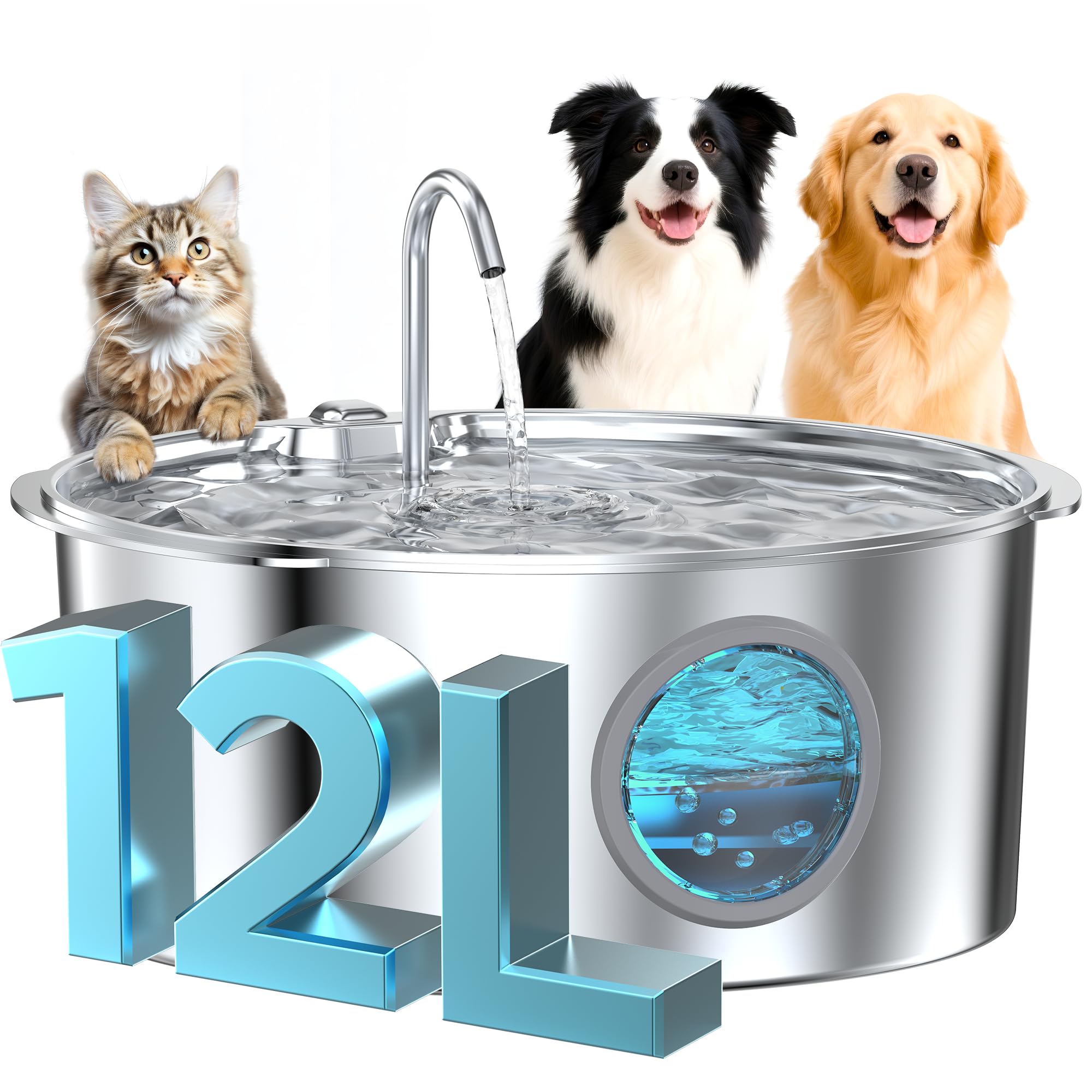 GROOKPET Dog Fountains Water for Large Dogs 12L